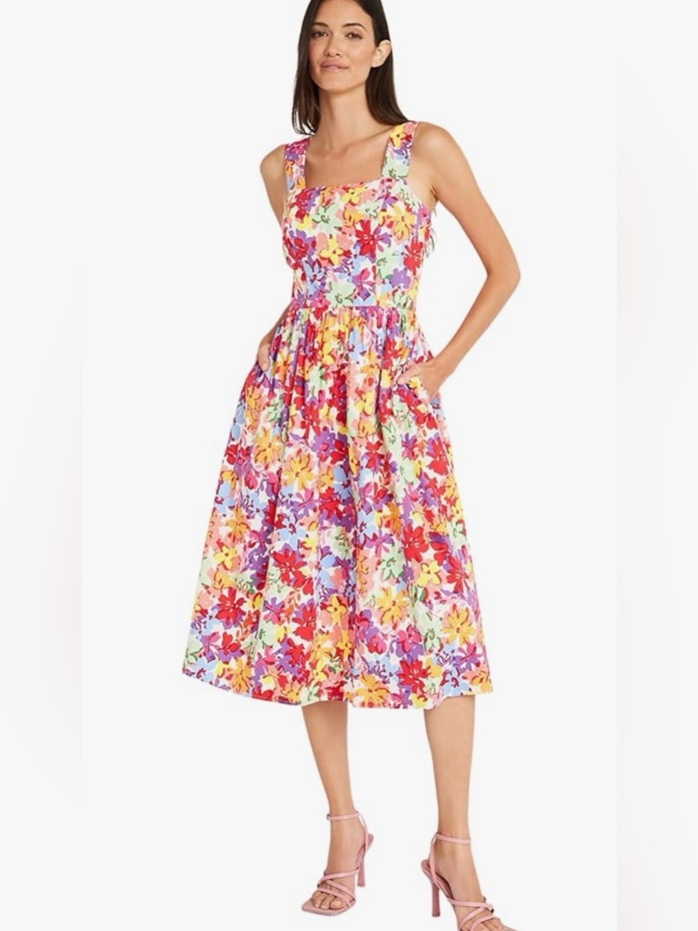 MAGGY LONDON Bright Floral Sundress with Padded Bodice Size MEDIUM nwot
